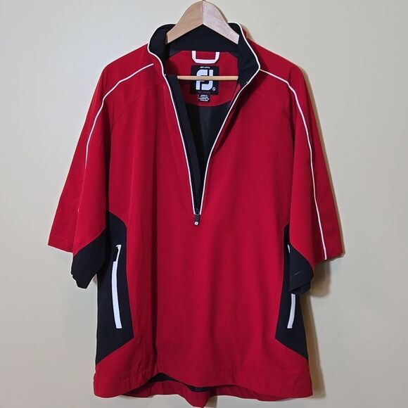 Footjoy FJ Dryjoys Golf 1/4 Zip Pullover Wind Jacket Mens L Short Sleeve - Picture 16 of 16
